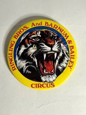 Ringling Bros. and Barnum & Bailey Yellow Circus Tiger Pinback Button
